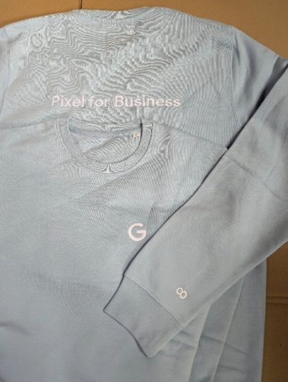 Bild von Sweatshirt, hellblau, Pixel for Business, mit 8 am re. Ärmel, Gr. XL